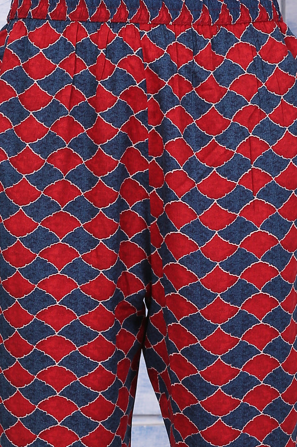 Blue Printed Modal Straight Kurta, Pants and Dupatta Set