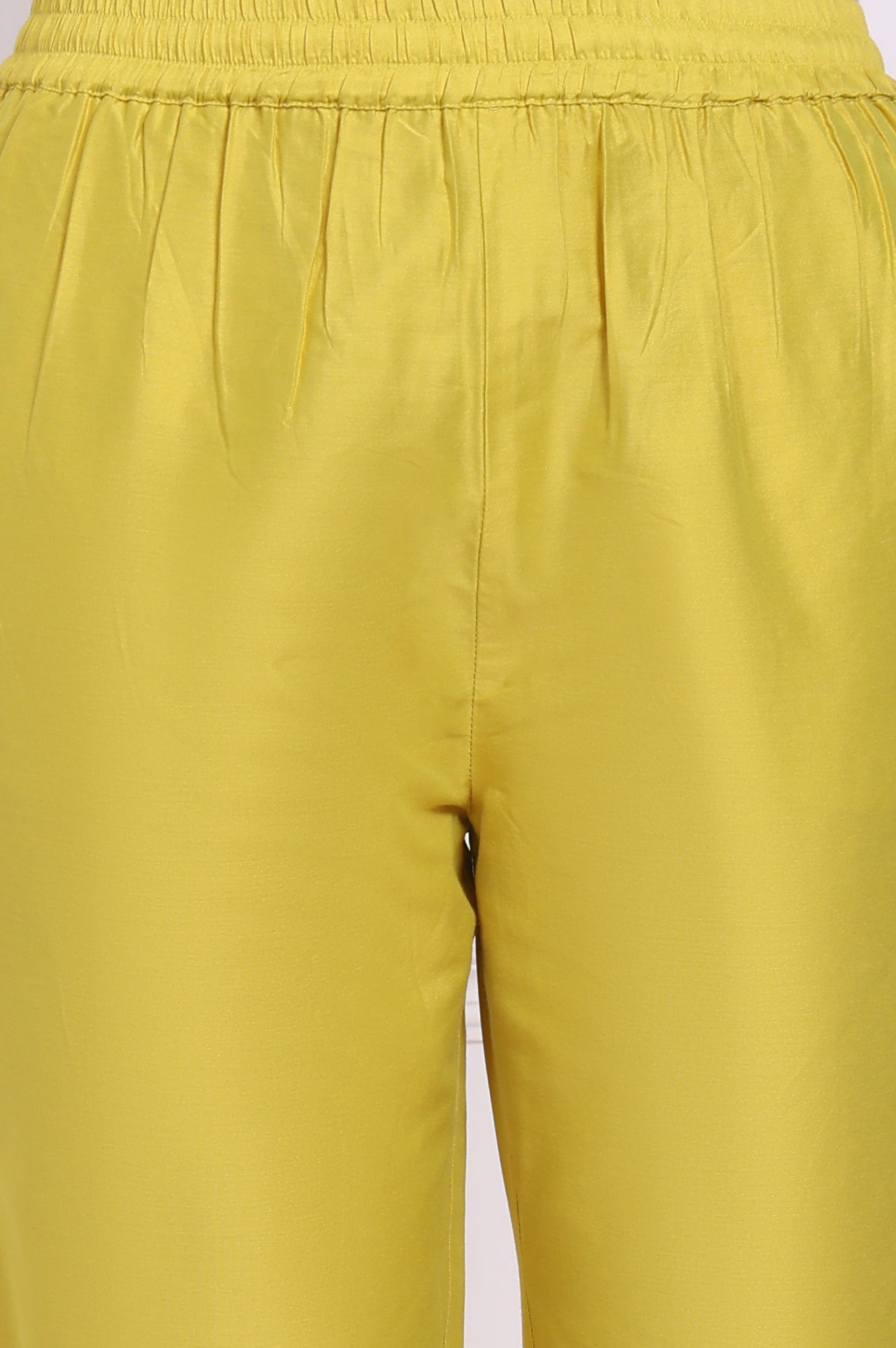 Yellow Floral Printed Chanderi Straight Kurta, Pants and Dupatta Set