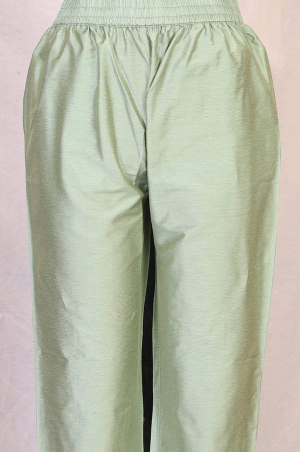 Green Floral Embroidered Straight Kurta with Pants and Dupatta Set