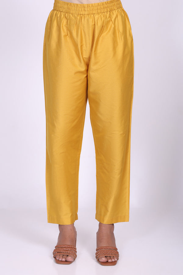 Yellow Floral Printed Anarkali Kurta with Straight Pant and Dupatta Set