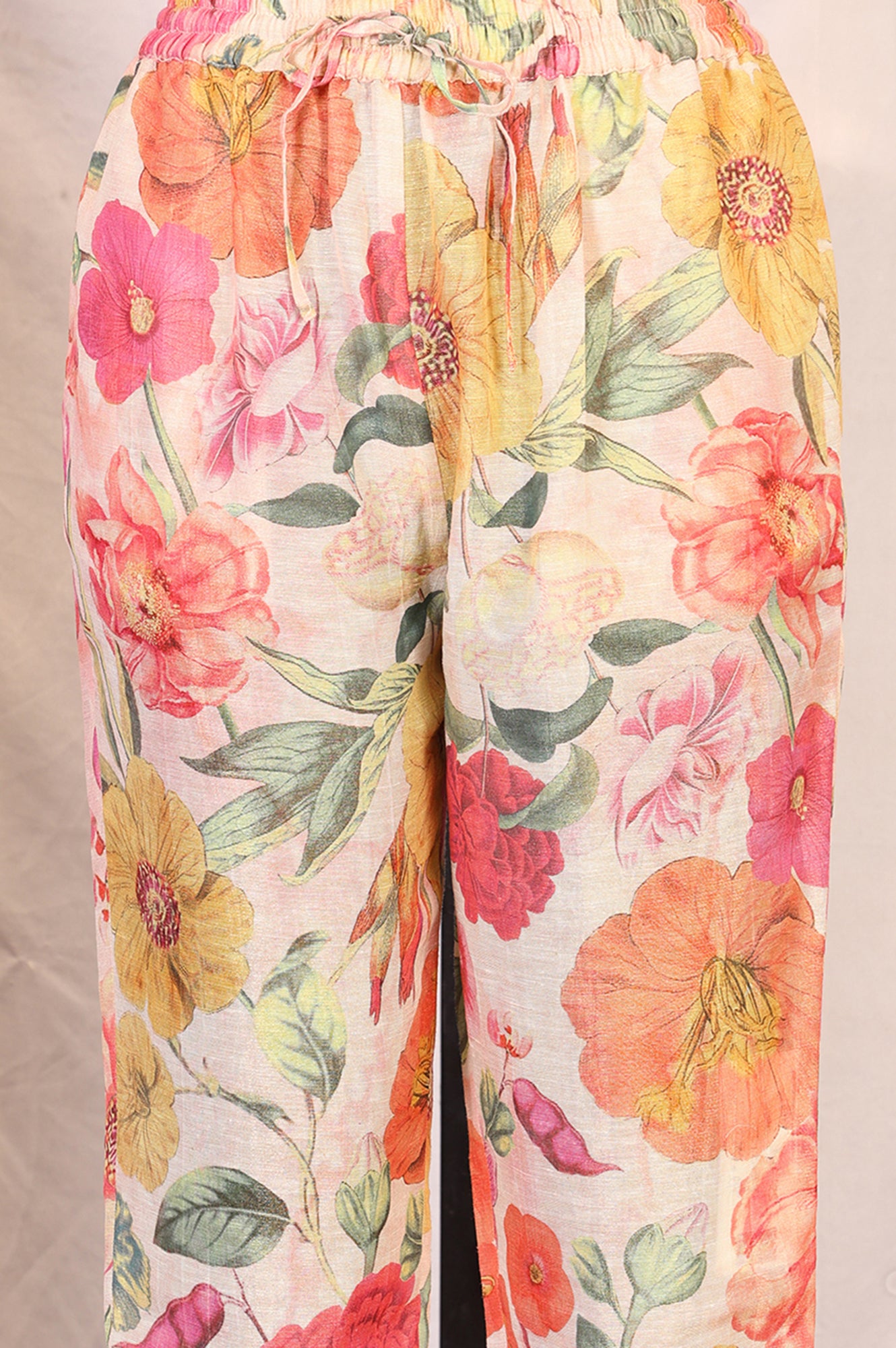 Pink Floral Printed Straight Kurta with Pants and Dupatta Set