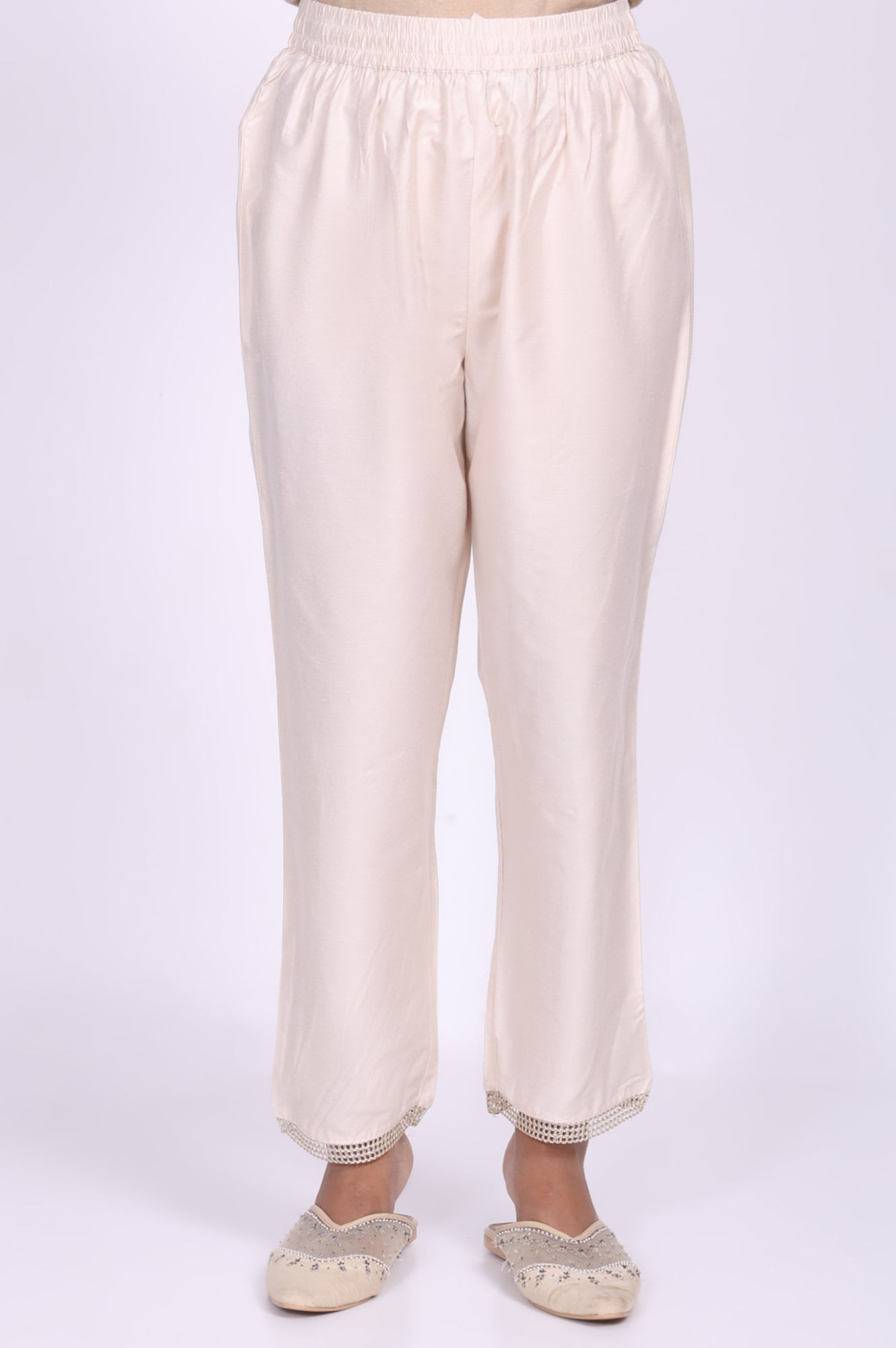 Cream Floral Printed Tissue A-Line Kurta with Straight Pant and Dupatta Set