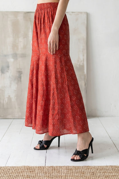 Red Bandhani Embroidered Ankle Length Sharara