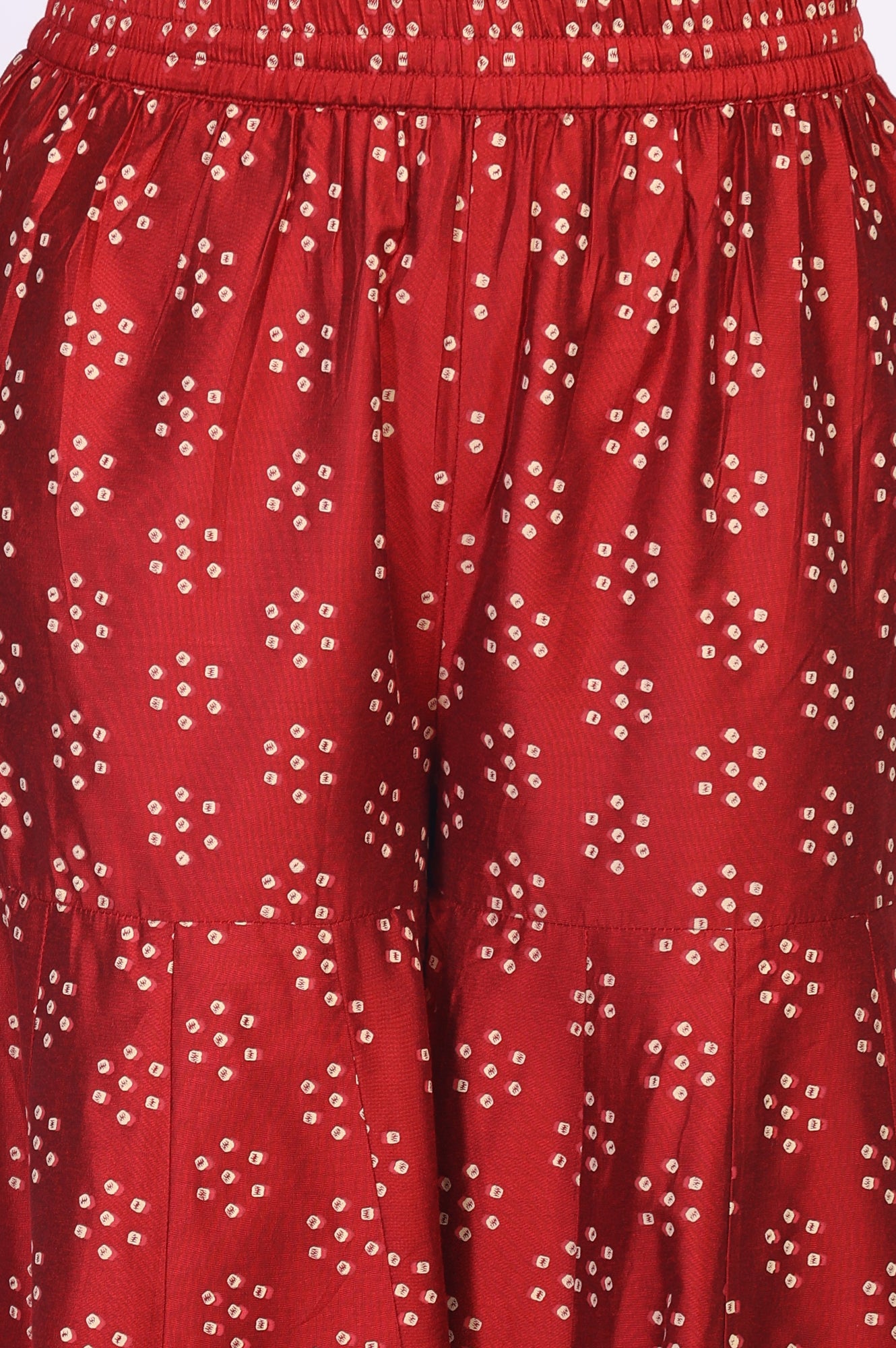 Red Embroidered Straight Art Silk Kurta with Sharara and Dupatta Set