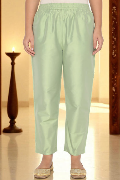 Mint Green Printed Jacquard A-line Kurta, Straight Pant and Dupatta Set