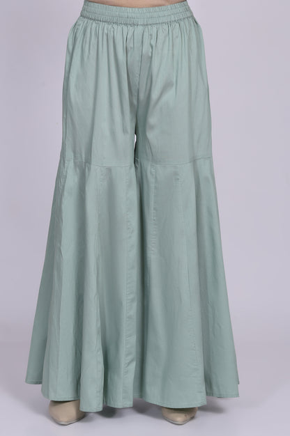 Green Jacquard Zari Straight Kurta with Sharara and Dupatta