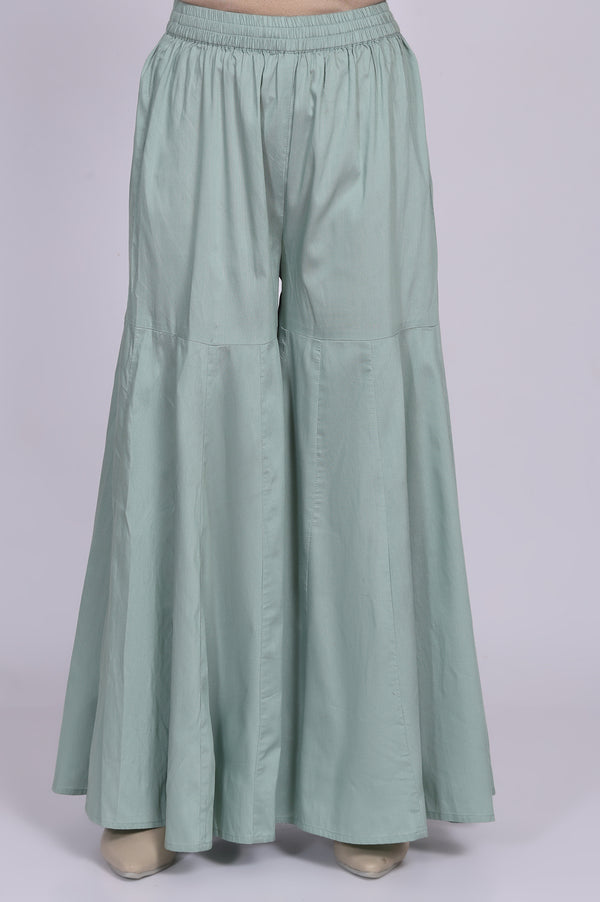 Green Jacquard Zari Straight Kurta with Sharara and Dupatta