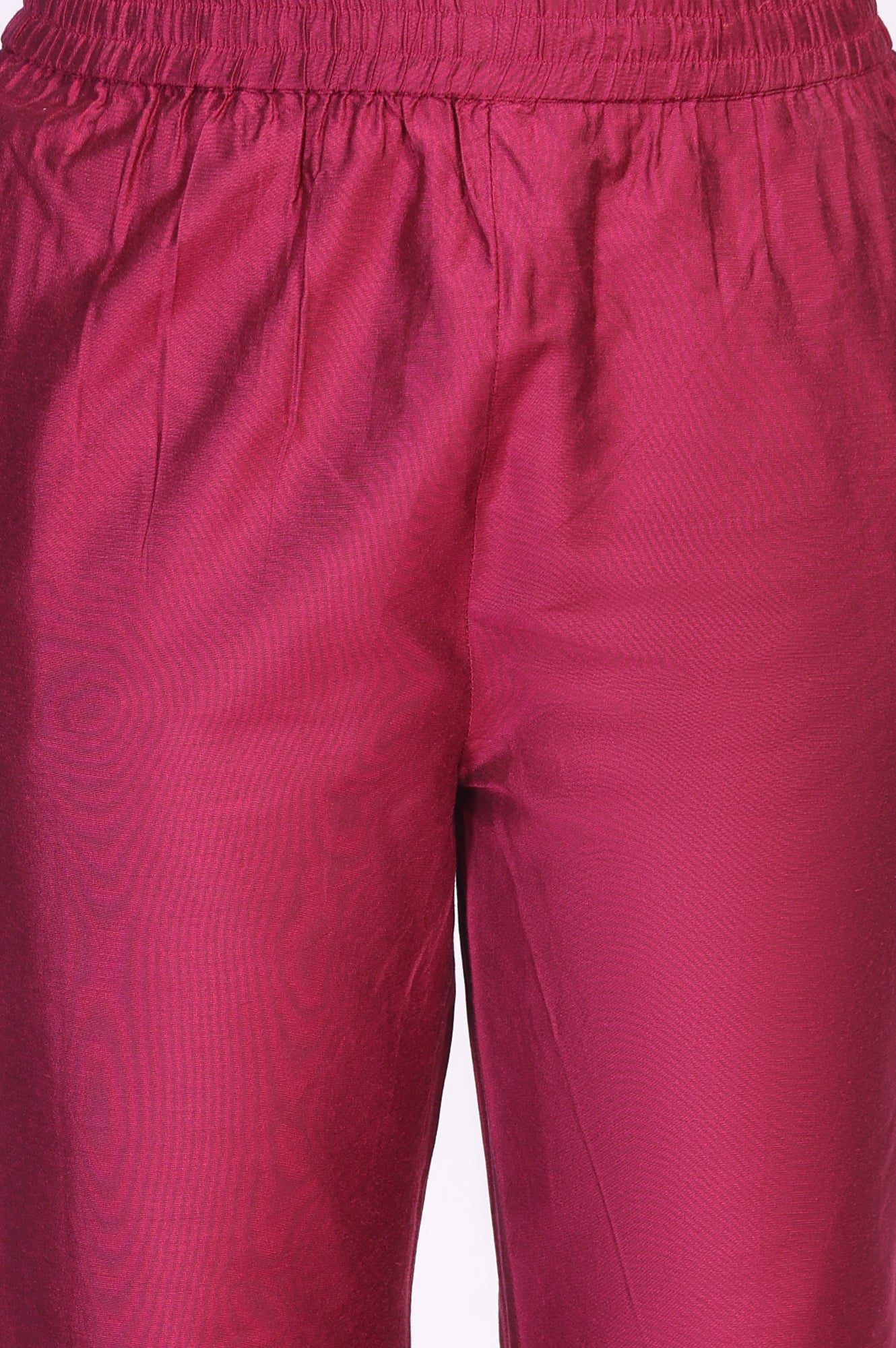 Magenta Embroidered Jacquard A-Line Kurta with Straight Pant and Dupatta Set