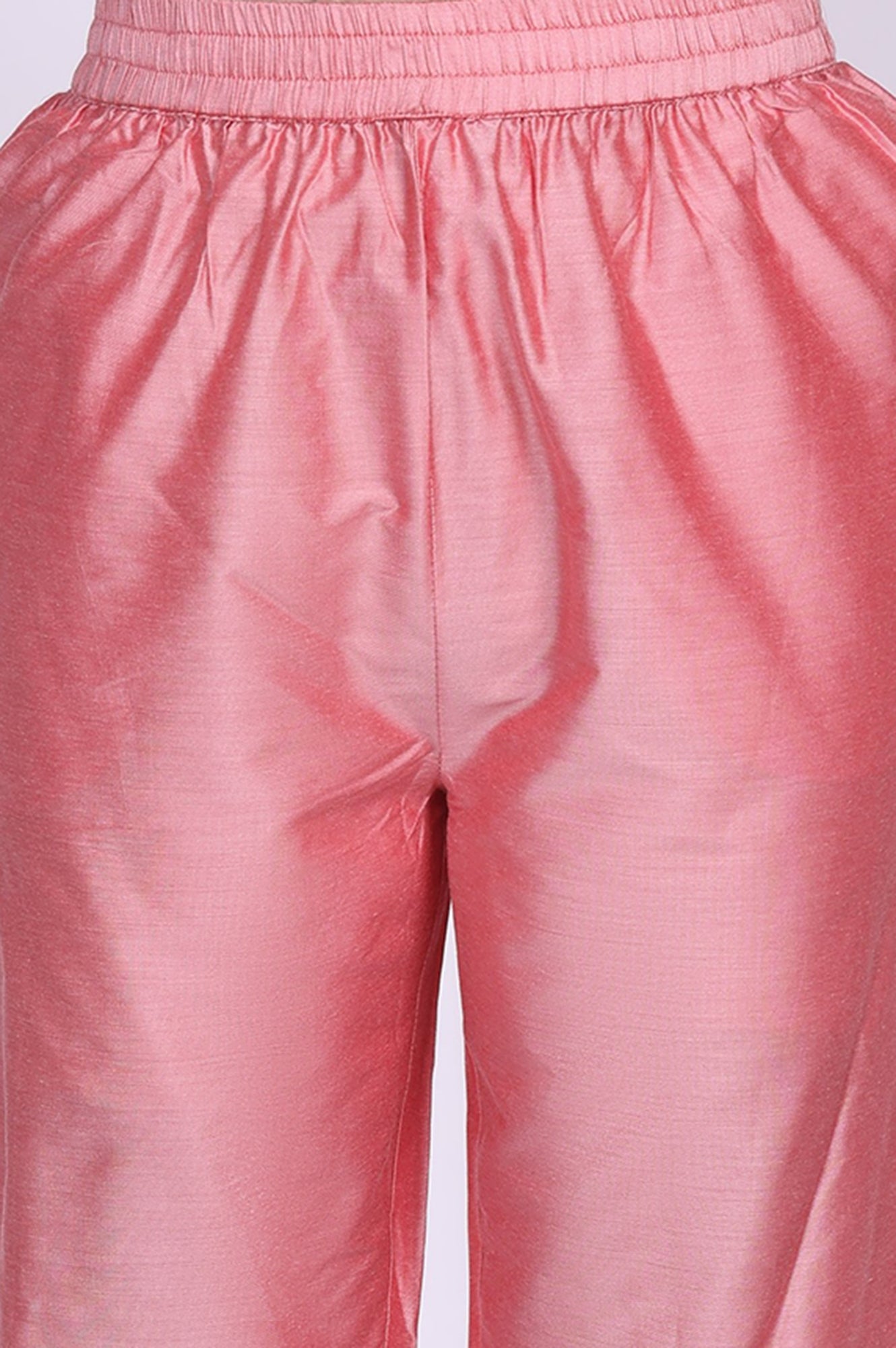 Pink Floral Tissue Straight Kurta with Straight Pant and Dupatta Set