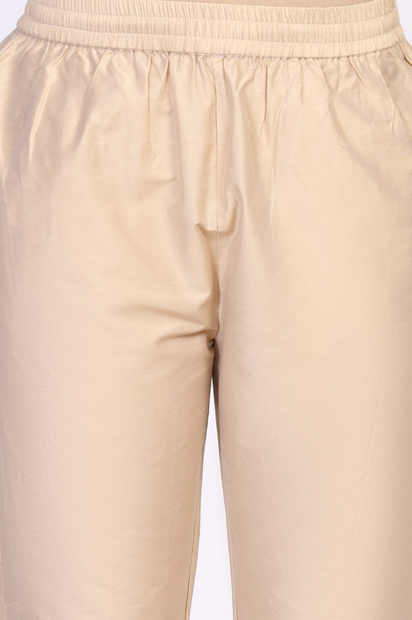 Off-White Floral Printed Straight Tissue Kurta with Straight Pant and Dupatta Set