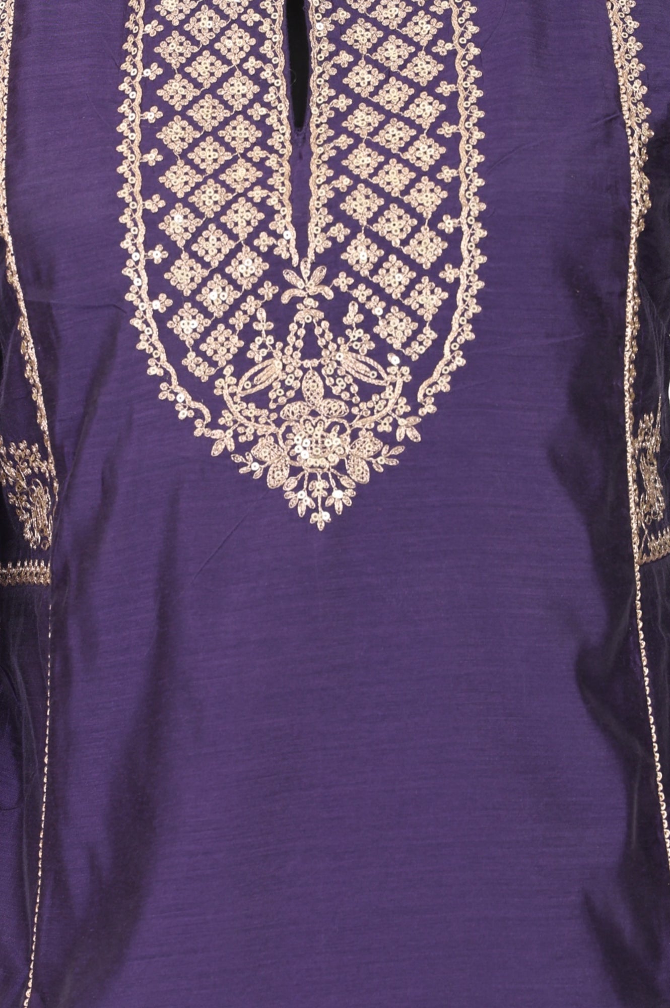 Purple Sequins Chanderi Straight Kurta
