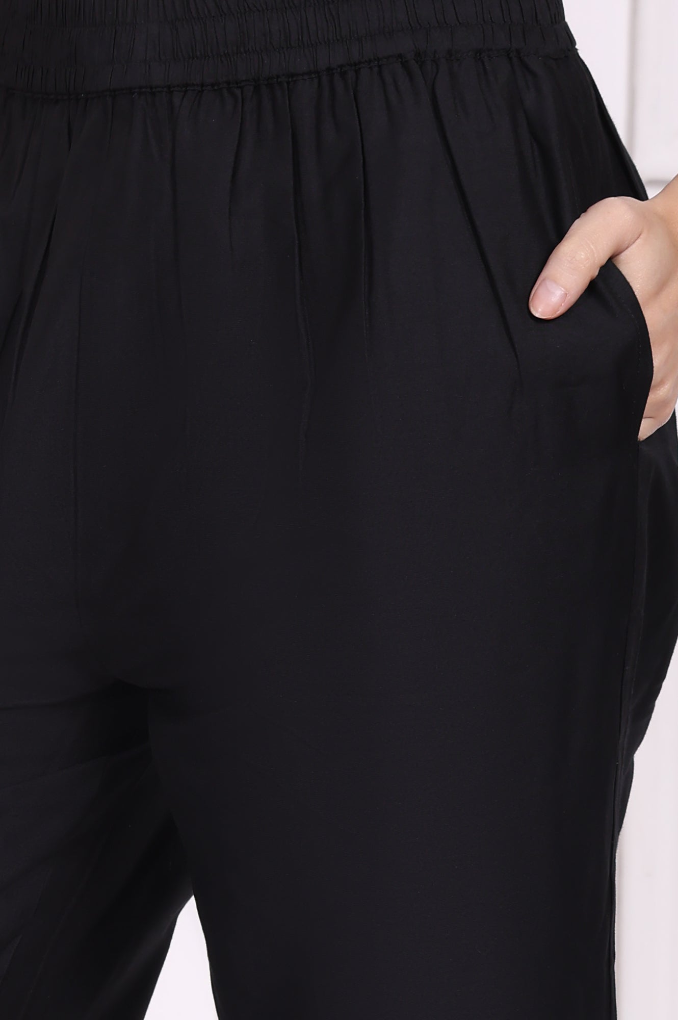 Black Embroidered Straight Kurta with Straight Pant and Dupatta Set