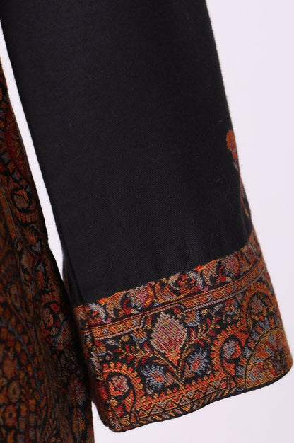 Black Ethnic Motifs Jacquard Straight Kurta with Pants and Dupatta Set