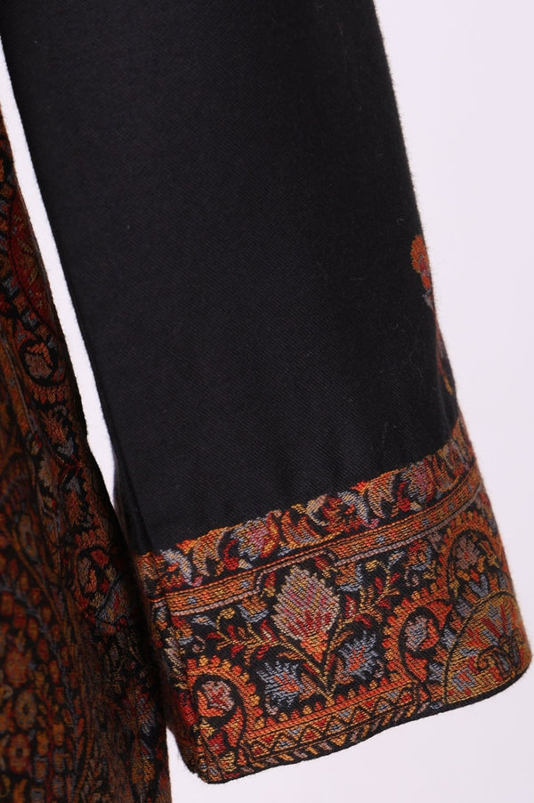 Black Ethnic Motifs Jacquard Straight Kurta with Pants and Dupatta Set