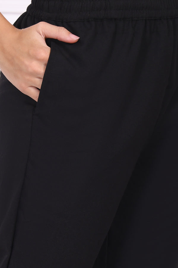 Black Ethnic Motifs Printed Straight Kurta, Pants and Shawl Set