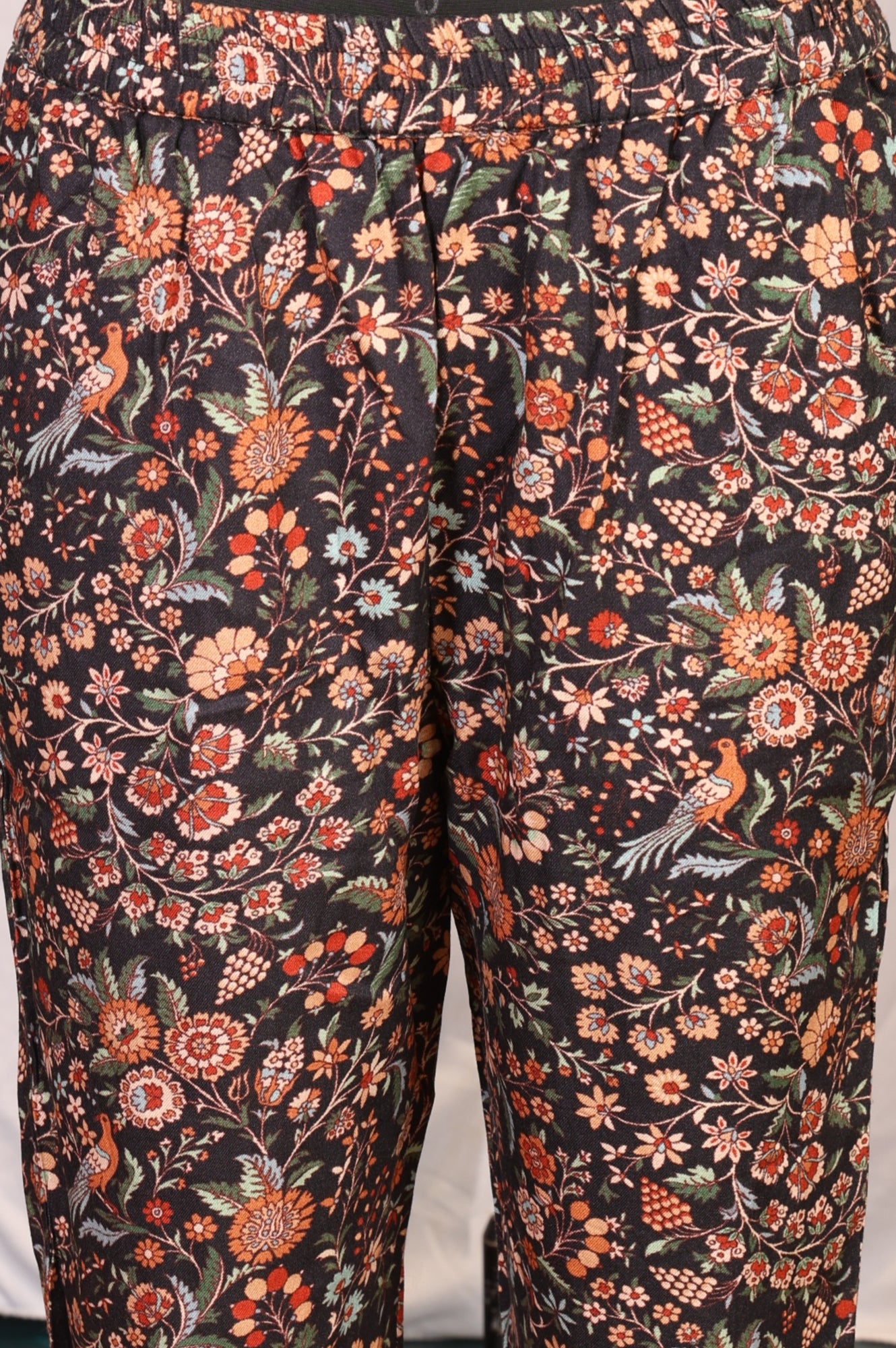 Multicolor Floral Printed Thread Work Straight Kurta with Pants Set