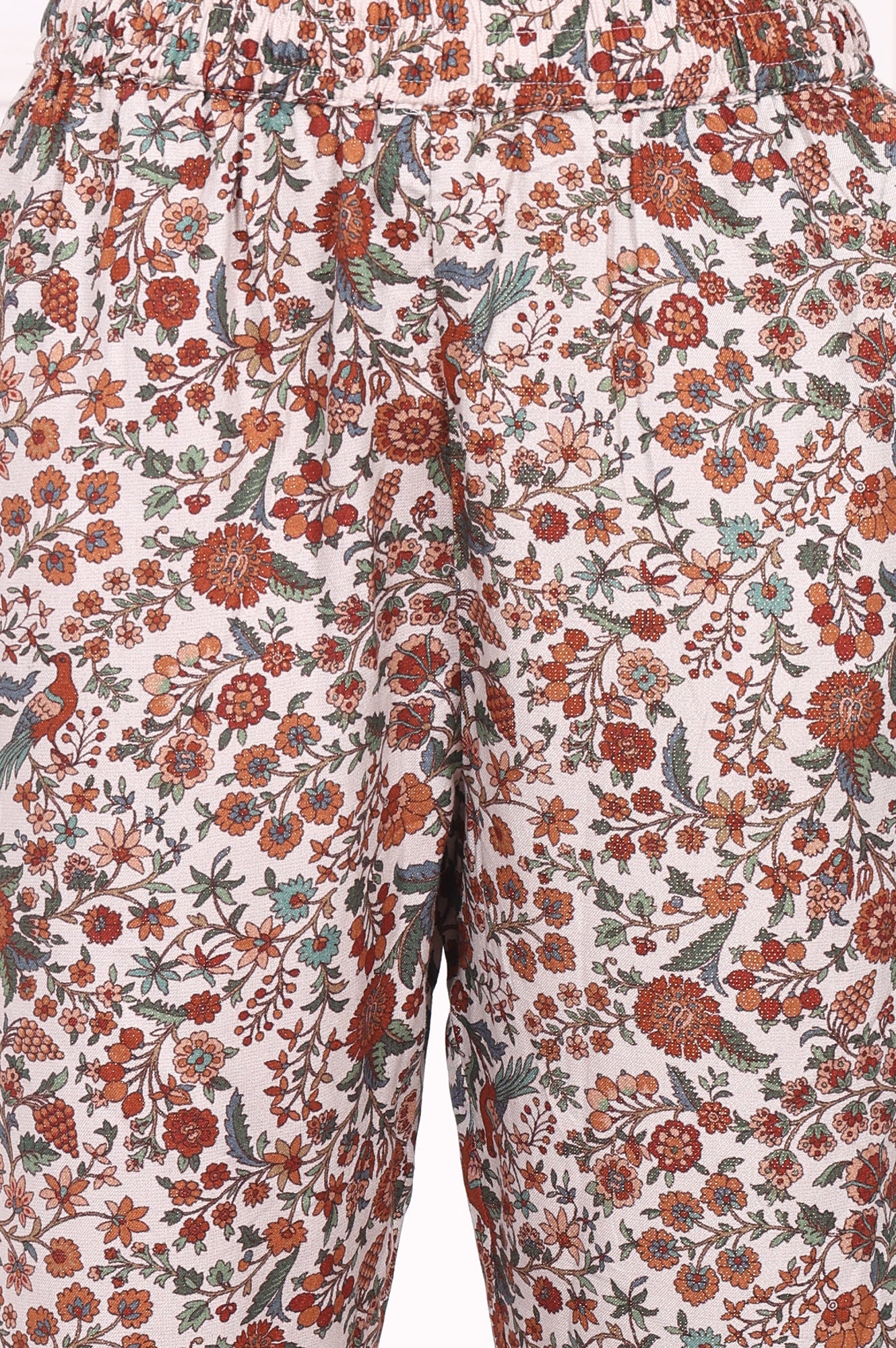 White Floral Printed Straight Kurta and Straight Pants Set