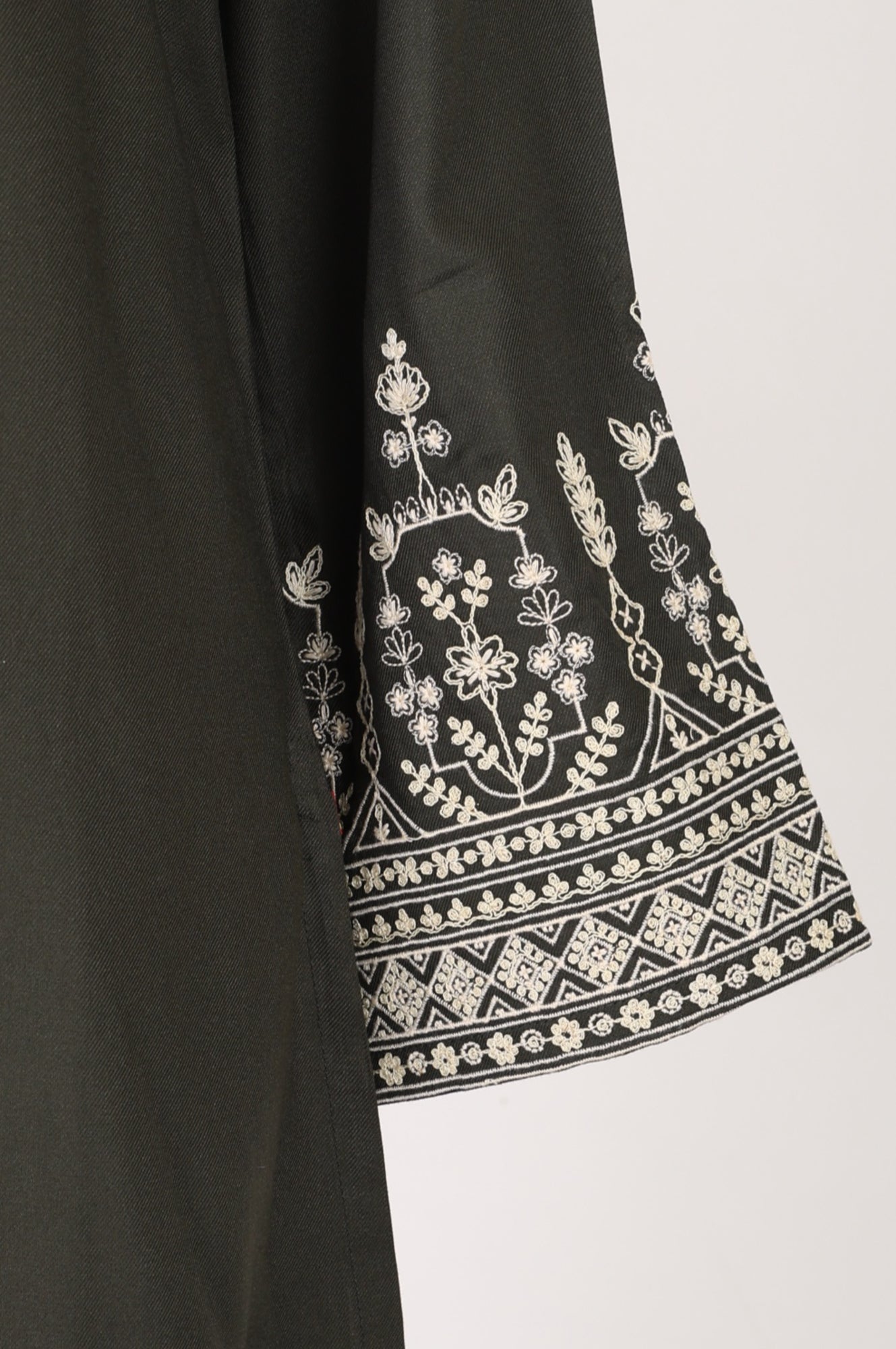 Olive Green Thread Embroidered Straight Winter Kurta and Pants Co-ord Set