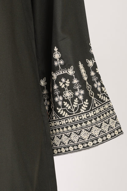 Olive Green Thread Embroidered Straight Winter Kurta and Pants Co-ord Set