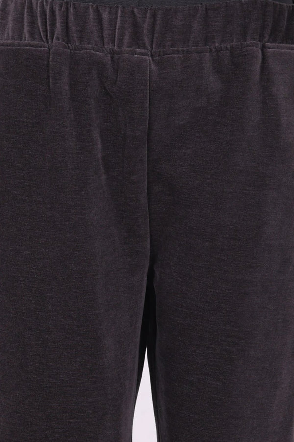 Charcoal Thread Embroidered Straight Velvet Kurta with Pants and Dupatta Set