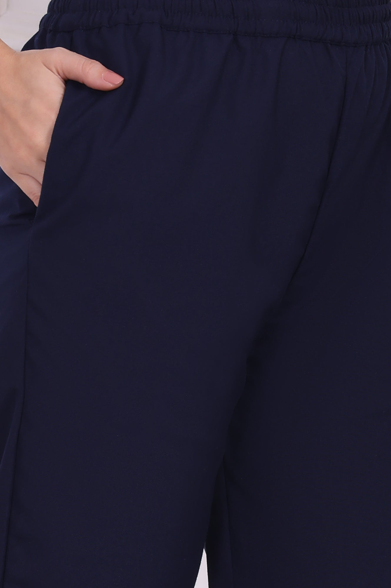 Navy Blue Ethnic Motifs Printed Straight Kurta, Pants and Dupatta Set