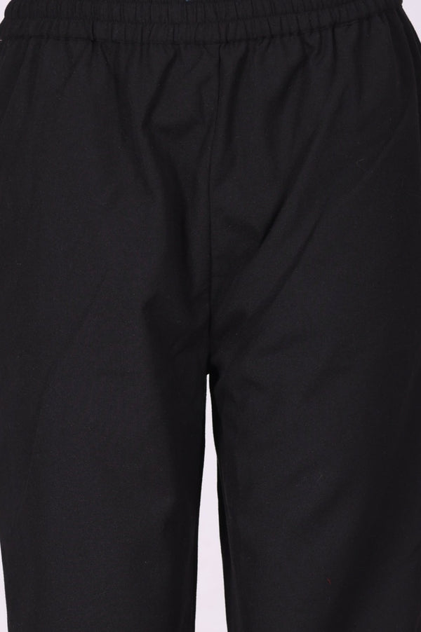 Black Paisley Yarn Dyed Winter Straight Kurta with Pants and Dupatta Set