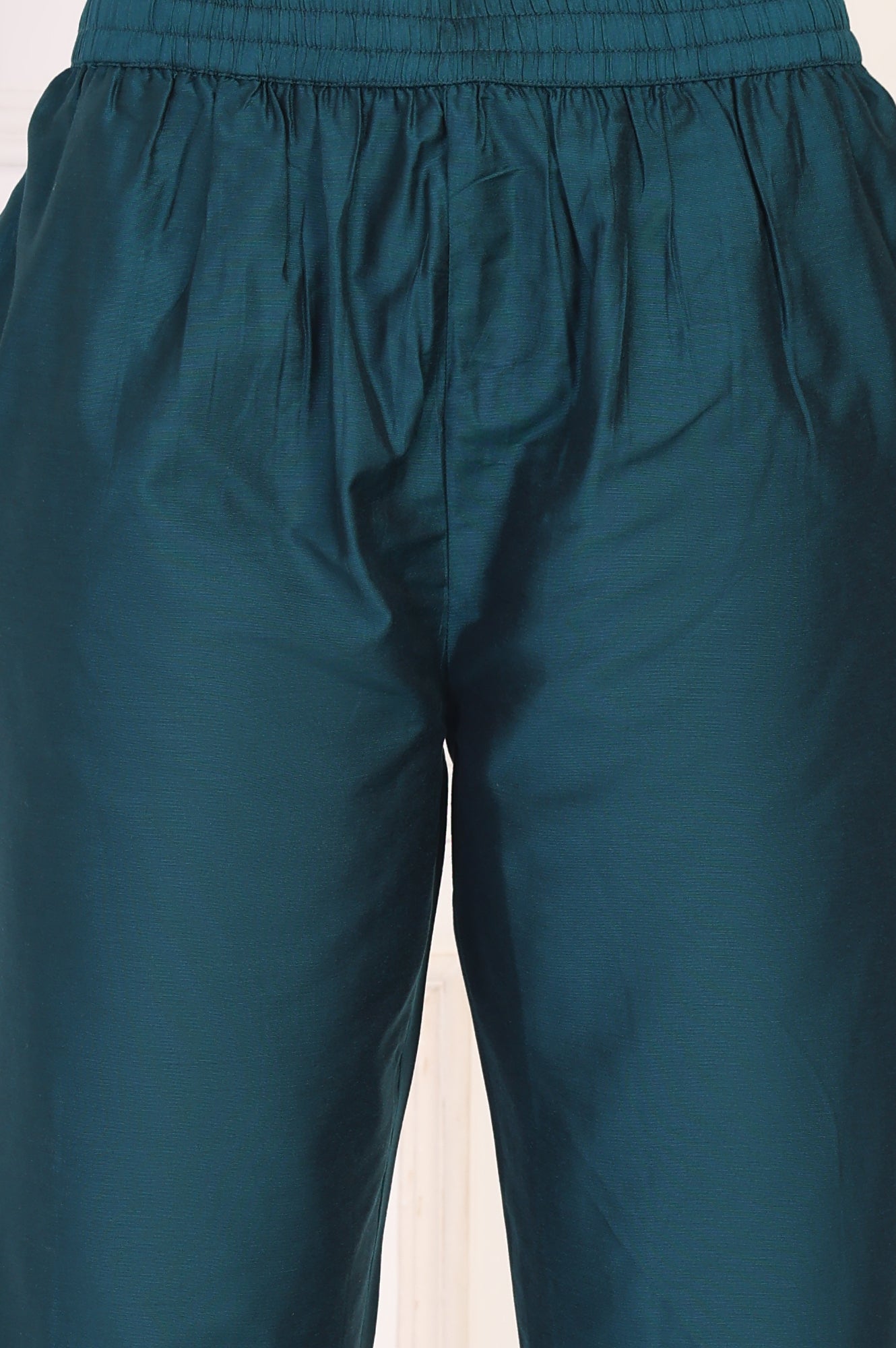 Teal Embroidered Straight Kurta with Straight Pants and Dupatta Set