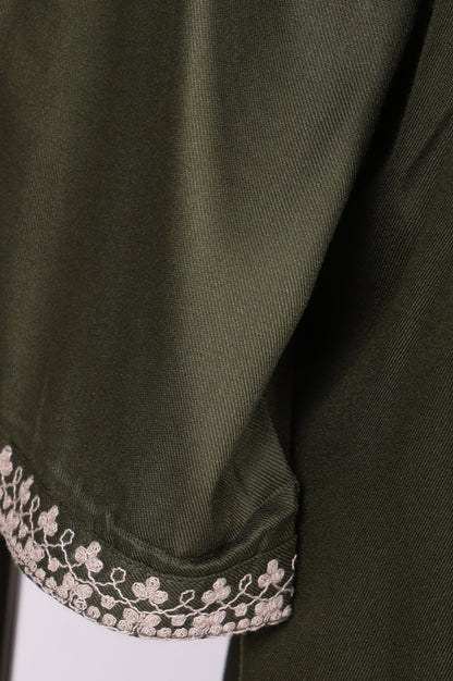 Olive Thread Embroidered Straight Kurta with Pants Set