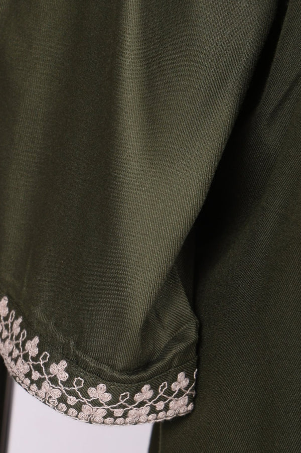 Olive Thread Embroidered Straight Kurta with Pants Set