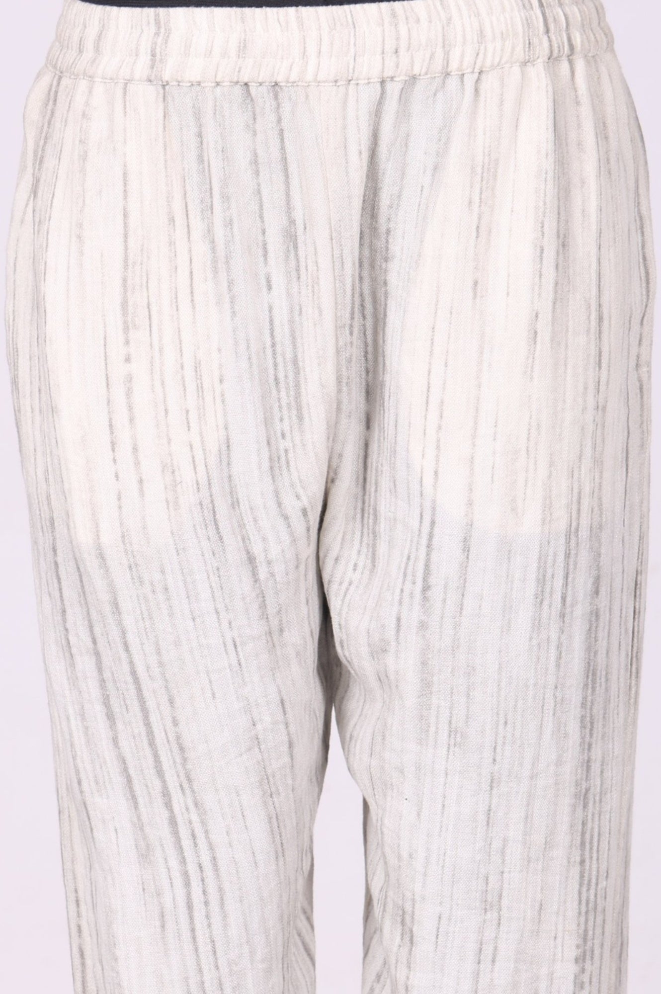 Off White Striped Rayon Blend Winter Straight Kurta with Pants Set