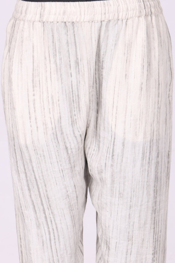 Off White Striped Rayon Blend Winter Straight Kurta with Pants Set