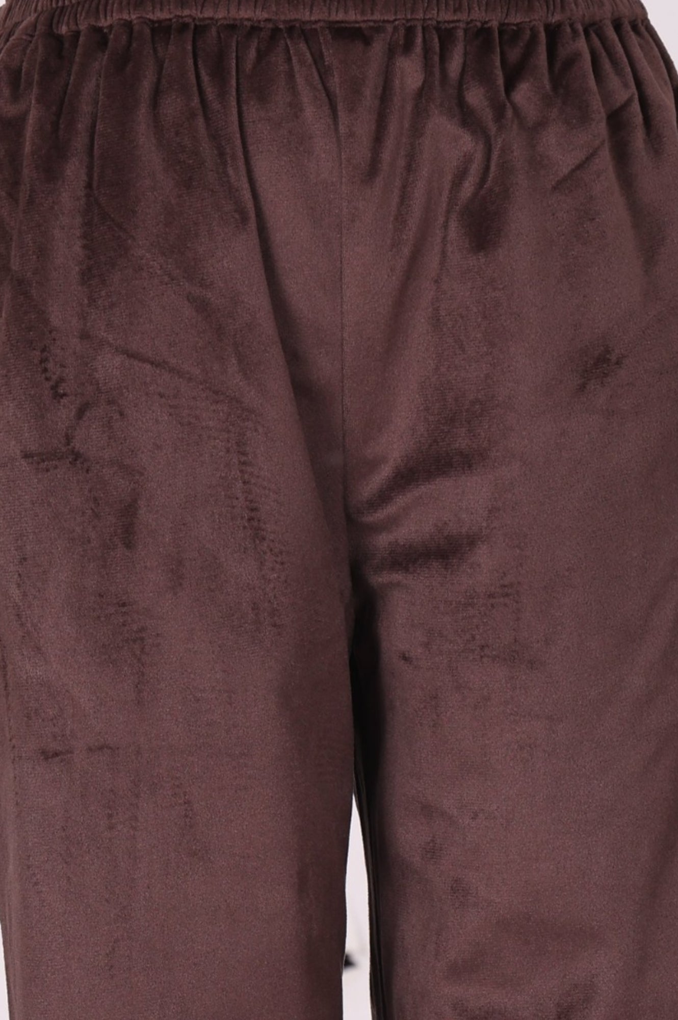 Brown Zari Embroidered Straight Velvet Kurta with Pants and Dupatta Set