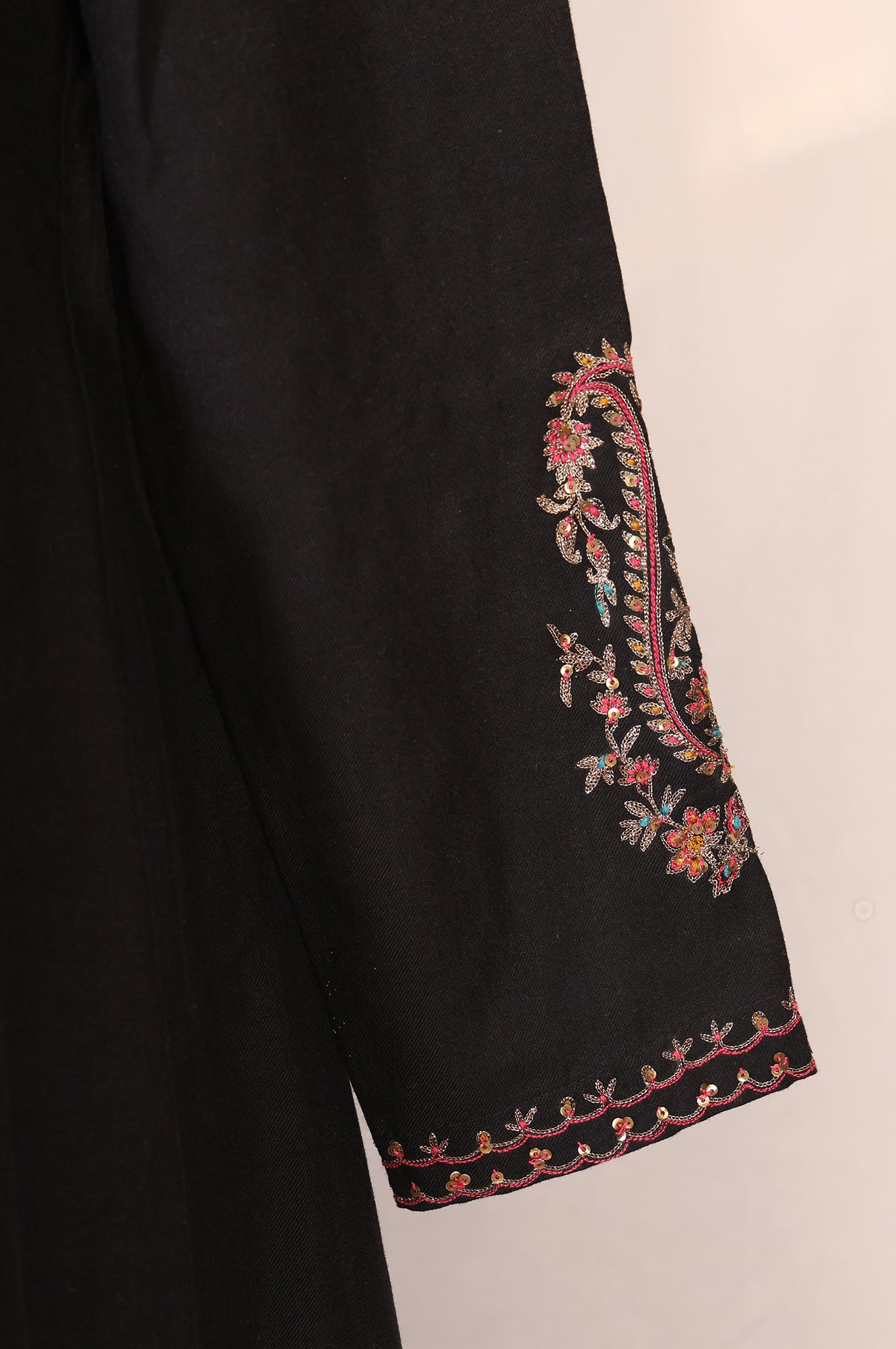 Black Embroidered Anarkali Kurta with Pants and Dupatta Set