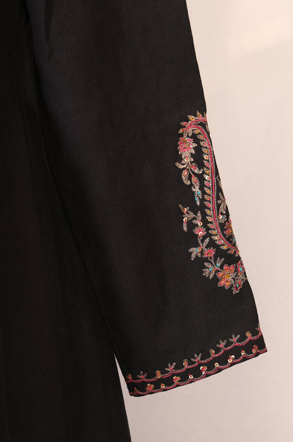 Black Embroidered Anarkali Kurta with Pants and Dupatta Set