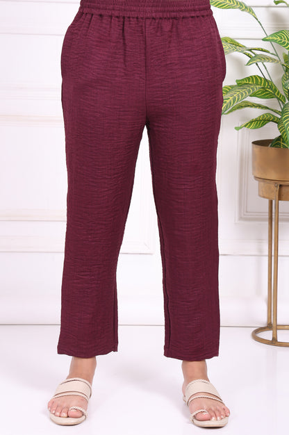 Maroon Embroidered Straight Kurta with Straight Pant and Dupatta Set