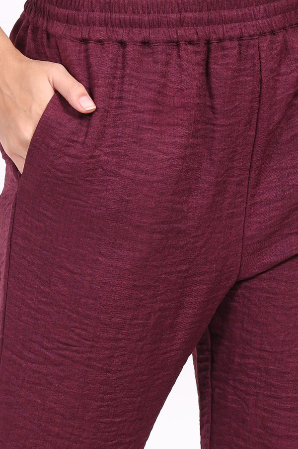 Maroon Embroidered Straight Kurta with Straight Pant and Dupatta Set