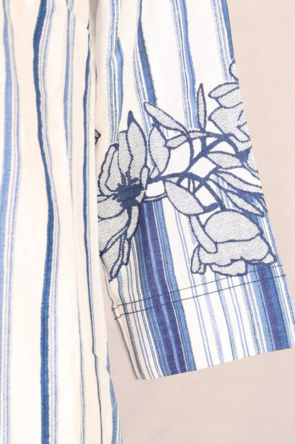 White Striped Straight Kurta and Pants Set