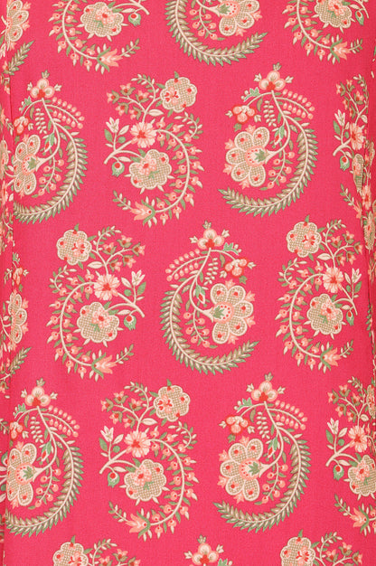 Pink Ethnic Motifs Rayon A-line Kurta