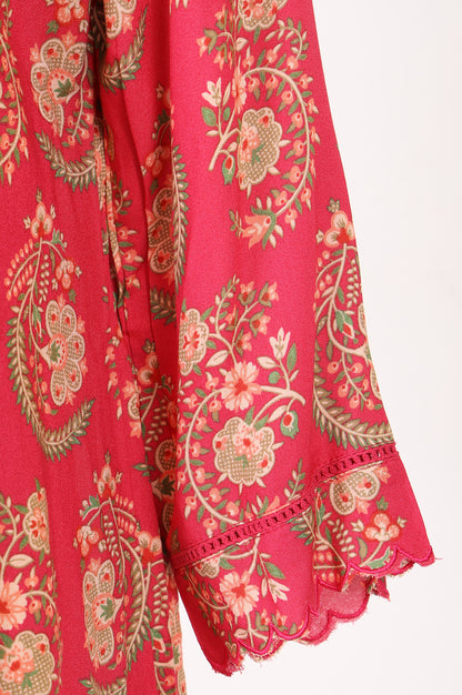 Pink Ethnic Motifs Rayon A-line Kurta