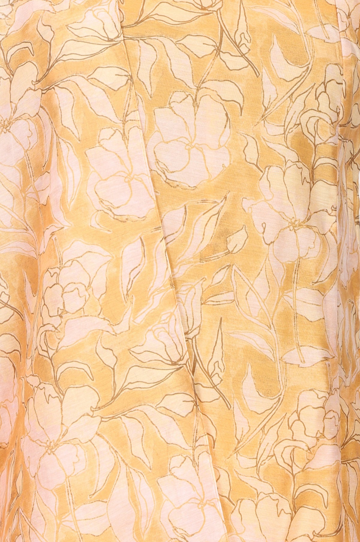 Yellow Floral Printed Chanderi Sleeveless Straight Kurta with Palazzo and Dupatta Set