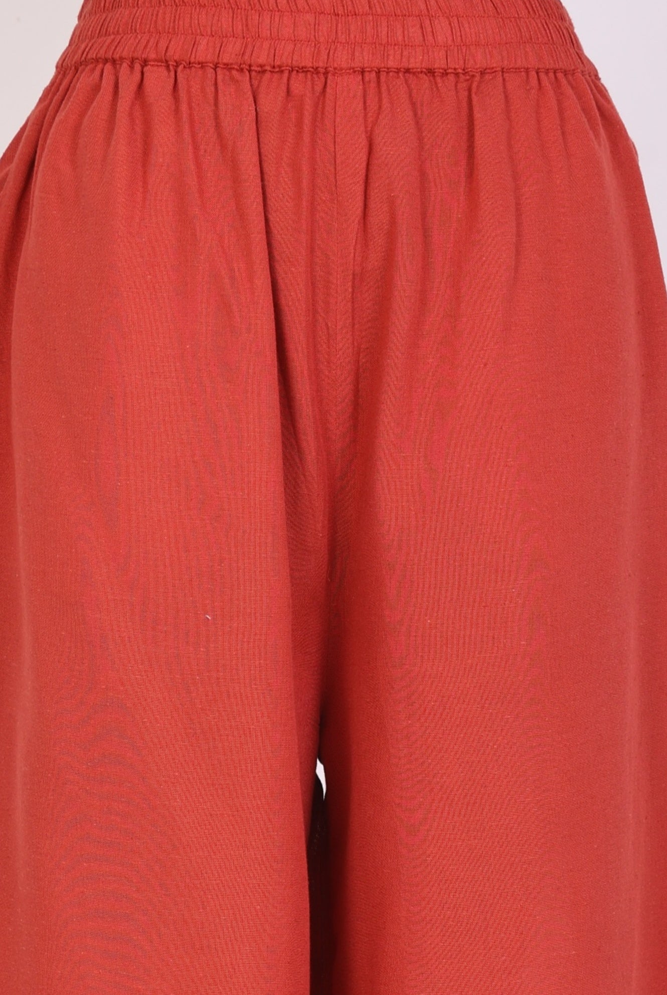 Rust Floral Printed Rayon Blend Straight Kurta with Flared Pants Co-ord Set
