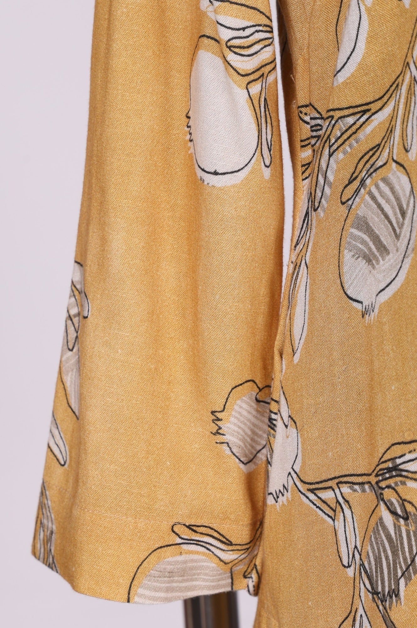 Mustard Floral Printed Rayon Flax Straight Kurta with Pants Set
