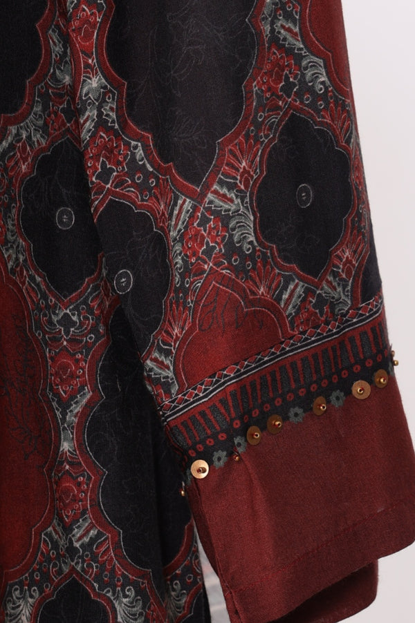 Black Geometric Printed Modal Straight Kurta with Pants and Dupatta Set