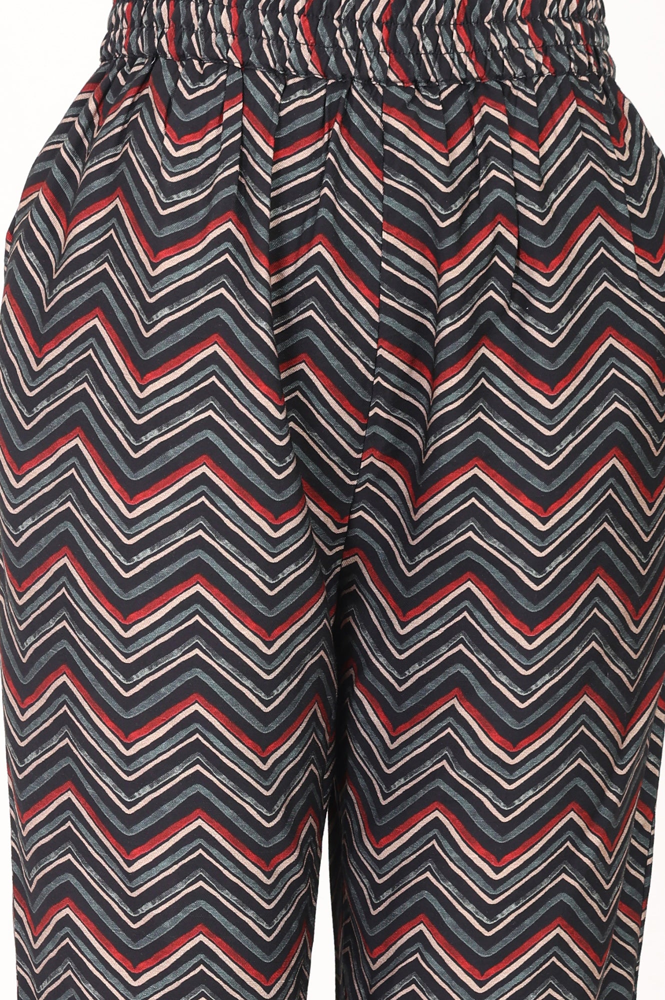 Black Chevron Printed Straight Kurta With Pants and Dupatta Set
