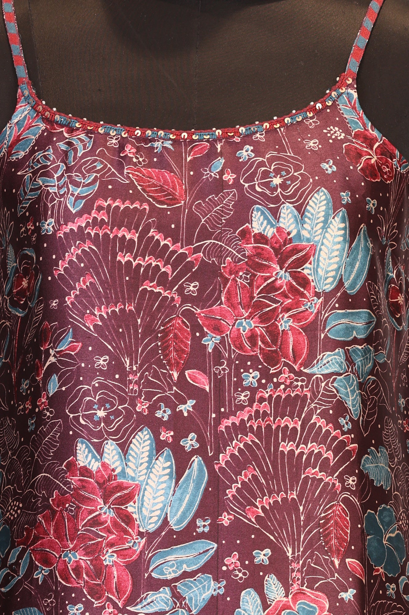 Maroon Floral Printed Japanese Satin A-line Kurta sharara set for women