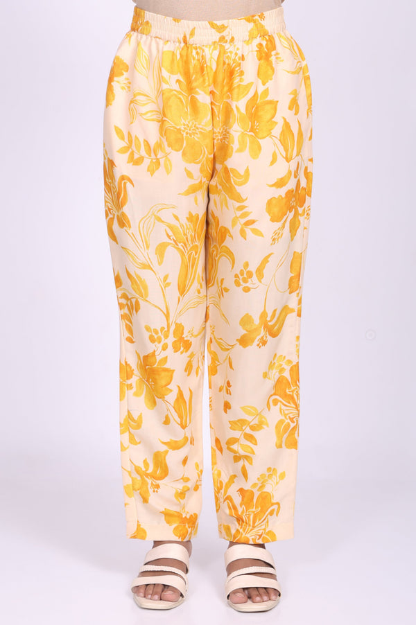 Peach Floral Printed A-Line Kurta with Straight Pant and Dupatta Set