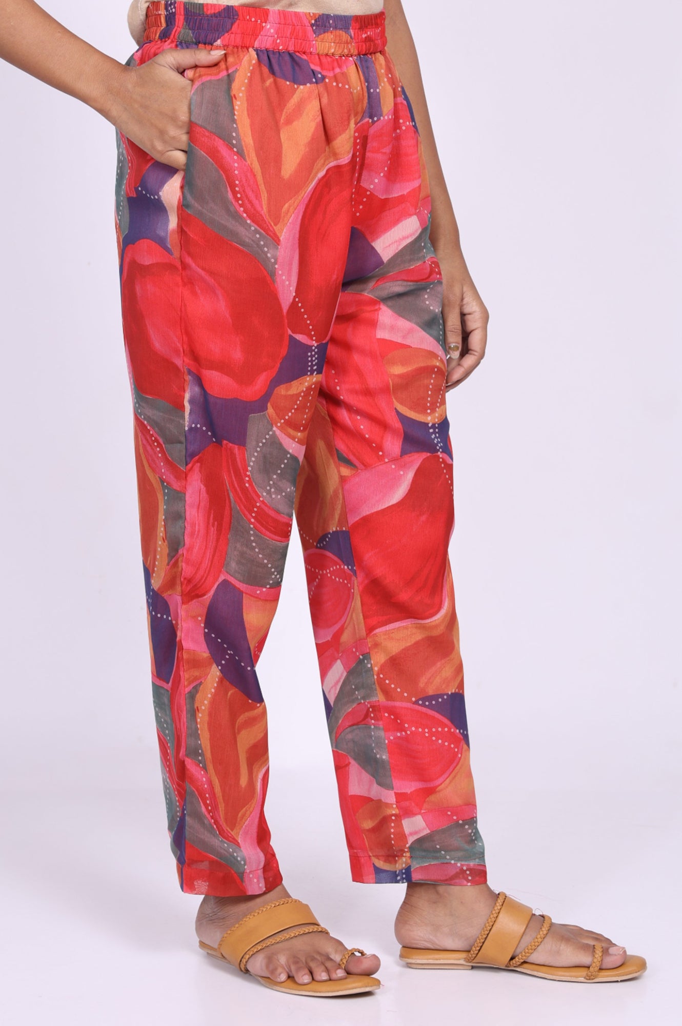 Red Abstract Beadwork Anarkali Kurta with Straight Pant and Dupatta Set