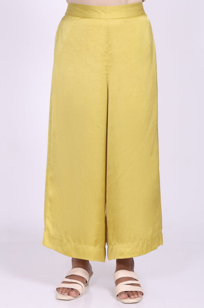 Yellow Floral Printed Straight Kurta with Flared Pant and Dupatta Set