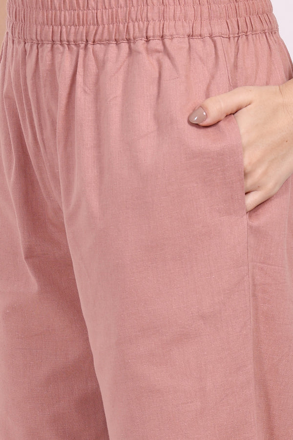 Pink Embroidered Straight Rayon Kurta with Straight Pant