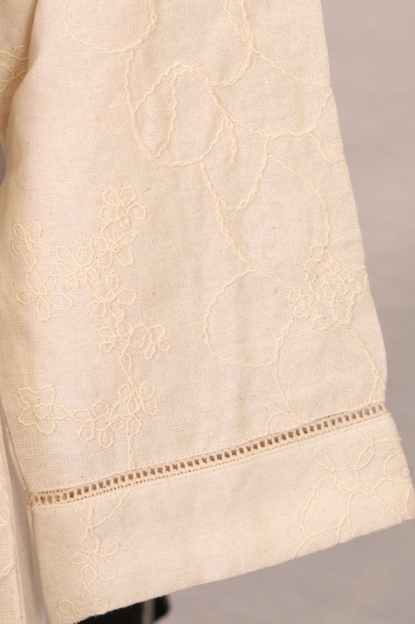 Off White Chikankari Rayon Straight Kurta with Pants Co-ord Set